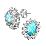 1.2ct oval opal studs earrings in white gold