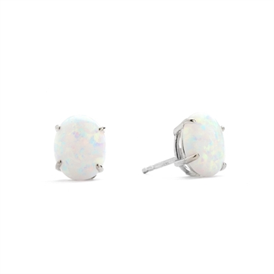 Diamond Essence opal studs. 3.0 Cts. each, set in 14k Solid White Gold, 6.0 Cts.T.W.