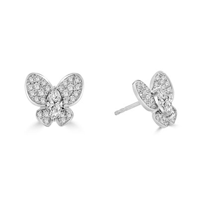 Whitegold butterfly earring with marquise cut