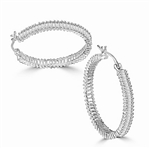 hoop earrings with baguettes in white gold
