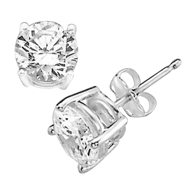 1 ct stud earrings in 14K Solid White Gold