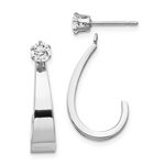 14k White Gold J Hoop with Diamond Essence Stud Earring Jackets, 0.80 cts.t.w.