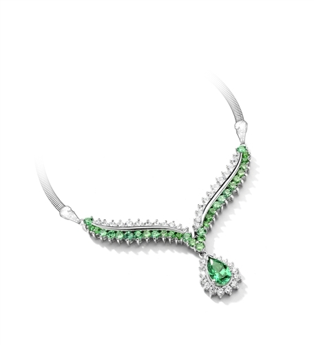 4.5 ct. Emerald Essence stones necklace in white gold