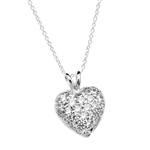 Heart Pendant with 1.30 Cts.T.W.  Pave - Set Round Brilliant Melee, to guide him directly to you. 1/2 inch long in 14K Solid White Gold.
Free Silver Chain Included.