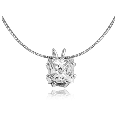 2ct princess-cut pendant in Solid white Gold
