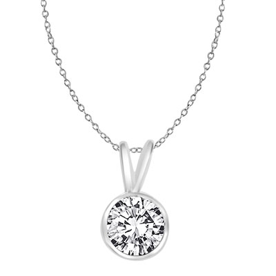 1ct round stone white gold  pendant