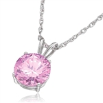 Diamond Essence lovely Pink Stone of 2.0 Cts. set in 14K Solid White Gold four-prongs setting on 16" chain.
Free Silver Chain Included.