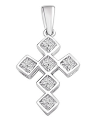 Whitegold bezel setting,princess cut cross pendant