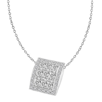 Oval cut Diamond pendant in Solid White gold