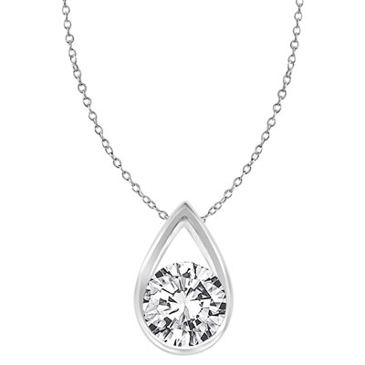 White gold pendant with rain drop shape