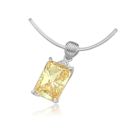 18ct canary stone pendant in 14k solid white gold