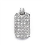 Designed to Impress, this solid tablet pendant is perfect for your he-man! One side completely covered with Diamond Essence Accents, 2" H and 1-1/4"W. In 14k Solid White Gold. Chain Not Included..