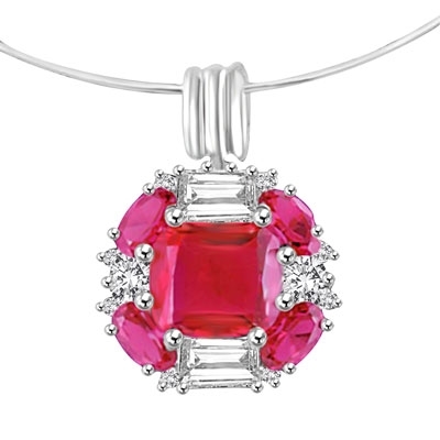 pink ruby white gold pendant