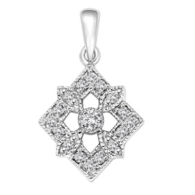 Diamond Essence Designer Pendant with Round Stones.1.25 Cts. T.W. set in 14K Solid White Gold.