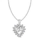 Diamond Essence LOVE Pendant with 0.6 Ct.T.W Round Brilliant Melee,14K Solid White Gold.