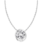 Diamond Essence 1.0 Ct. Round Brilliant set in Bezel setting of 14K White Gold, comes as a Slide on 14k White Gold chain of 18". Perfect for everyday.