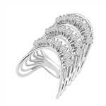 Diamond Essence Designer Ring With Three Curved Rows Of Round Brilliant Stones, 3 Cts.T.W. In 14K White Gold.