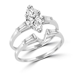 1.25ct marquise cut diamond silver wedding set