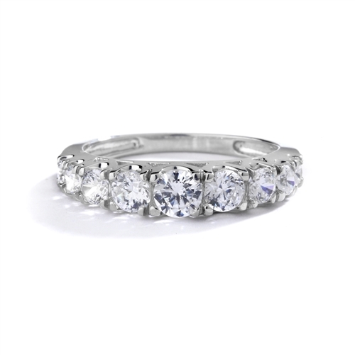 Designer Band with Beautifully set Graduating Round Diamond Essence. 1.10 Cts T.W. set in 14K Solid White Gold.