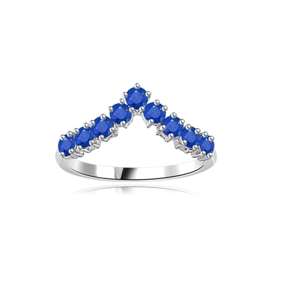 Stacking Rings-V-shaped Sapphire rings in White gold