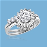 Pelleas and Melisande - Magnificent Wedding Set, 2.2 Cts. T.W, with 1 Ct. Center Stone with Baguette and Round Accent Masterpieces encircling in love of life! In 14K White Gold.