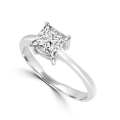 1 ct princess cut stone in white gold ring