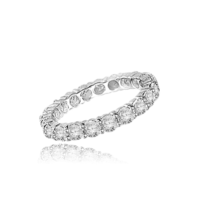 eternity band with round stone in white gold ring