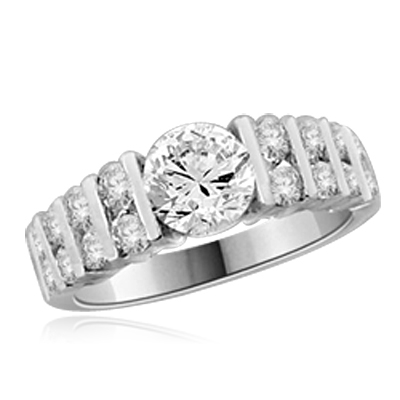 1 ct round diamond center stone ring in White gold