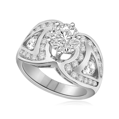 3ct BRING LUCK melee swirling with White gold ring