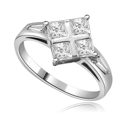 4 Princess Cut Masterpieces Ring in White gold