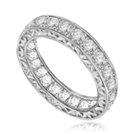 Eternity band with filigreed sides in white gold