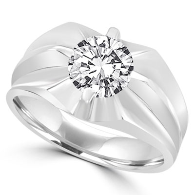 2 carat round cut 14K Solid White Gold  ring