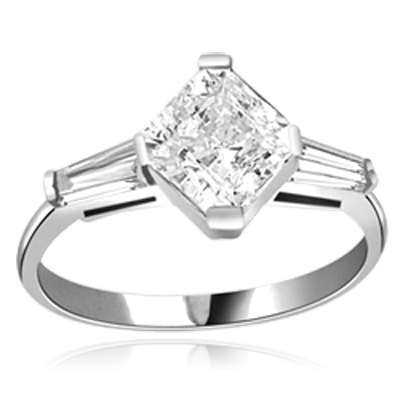 1.75 cts Square cut Diamond ring in 14K Solid White Gold