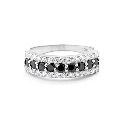 Ring – 9 onyx diamond round stone white DE stones
