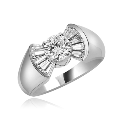 0.75ct Flaunt off round sits ring in white gold