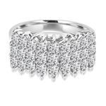 Prong Set Designer Ring with Artificial Round Brilliant Diamonds by Diamond Essence set in 14K Solid White Gold