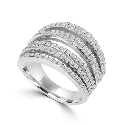 Diamond Essence Ring With Seven Rows of Melee, 1.50 Cts.T.W. In 14K White Gold.
