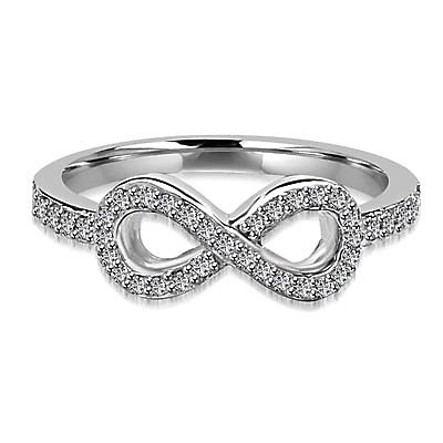 Infinity Ring with 1.60 cts.t.w .of Diamond Essence Melee, in 14K Solid White Gold.