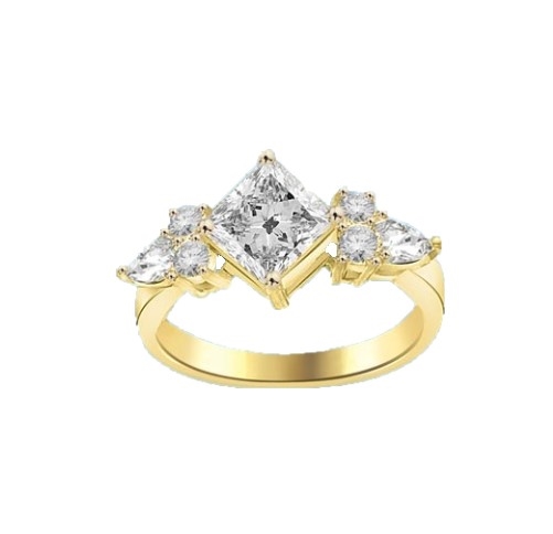 1.25ct princess cut diamond stone in gold vermeil