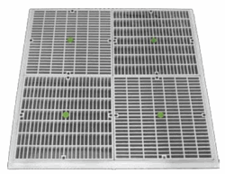 24x24 Stainless Steel Mud Frame black with Four 4 12x12 Flat Square Grates VGB Series