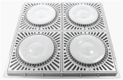 18x18 Square Mud Frame with Four 4 9x9 SUN Suction Outlet Covers  VGB Series drain covers