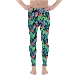 Bird of Paradise Hawaiian Floral and Tropical Fern Men's Leggings