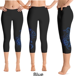 Hawaiian Hibiscus Tattoo Crop Yoga Pants - 7 colors available