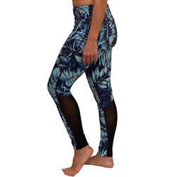 Tropical Fern Mesh Long Yoga Pants