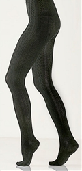 Foot Traffic - Bamboo cable tights - black