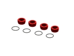 ARRMA Aluminum Front Hub Nut Red (4) with O-Rings