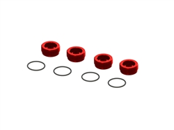 ARRMA Aluminum Front Hub Nut Red (4) with O-Rings