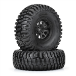 Duratrax 1.9" Fossil Crawler Tires Mounted on Black Kodiak Wheels (2)