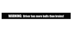 Warning More Balls Than Brains Windshield Banner