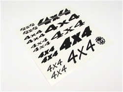 Gear Head RC Vinyl "4X4" Decal Sheet - Matte Black